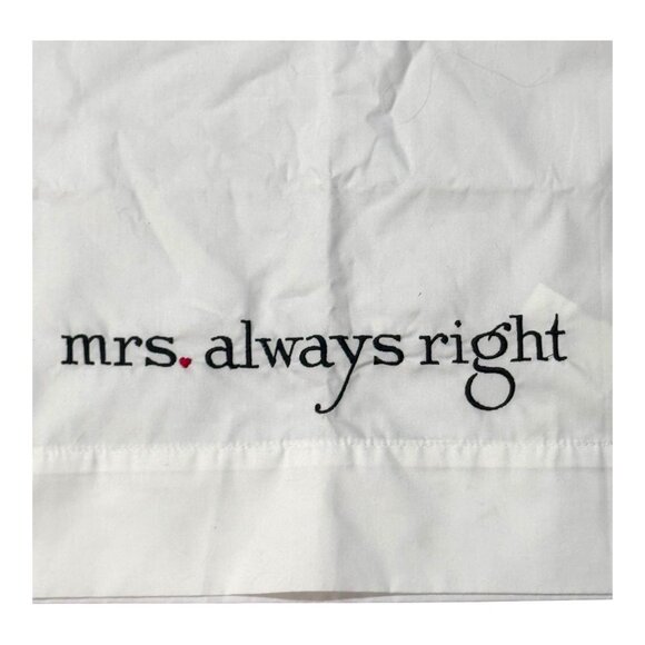 Mr. & Mrs. Right Embroidered Pillowcases Set 20x30 White Cotton Wedding GIft - Picture 3 of 5